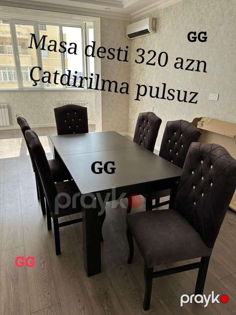 Mebel dəsti: 1 ədəd düzbucaqlı yemək masasından və 6 ədəd stuldan — Bakı