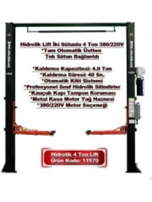 Hidrolik Lift – İki Sütunlu, 4 Ton, 380/220V, Tam Avtomatik (Üstdən Bağlantılı) — Biznes və avadanlıq, Bakı (2)
