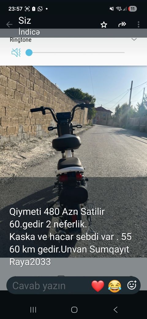 Elektrik skuteri/siklet tipli velosiped - 2 nəfərlik oturacaq — Sumqayıt