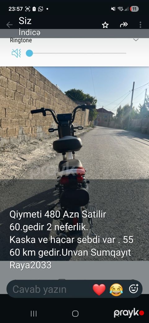 Elektrik skuteri/siklet tipli velosiped - 2 nəfərlik oturacaq — Sumqayıt