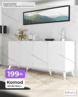 Ağ rəngli komod – minimalist dizayn, üç qapılı saxlama bölmələri ilə — Комоды и тумбы