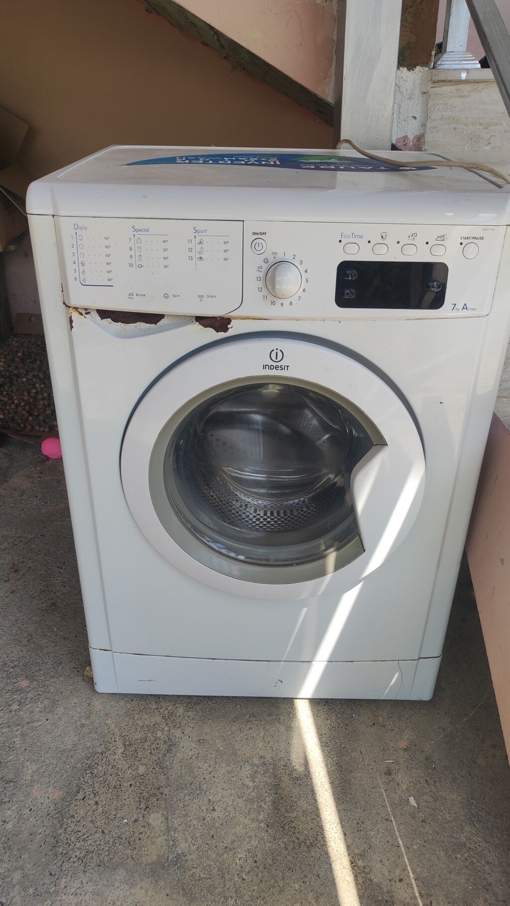 Paltaryuyan maşın Indesit, 7 kq, İşlənmiş, Avtomat, Qurutmasız, Kredit yoxdur, Ünvandan götürmə — Çamaşır maşınları, Oğuz (2)