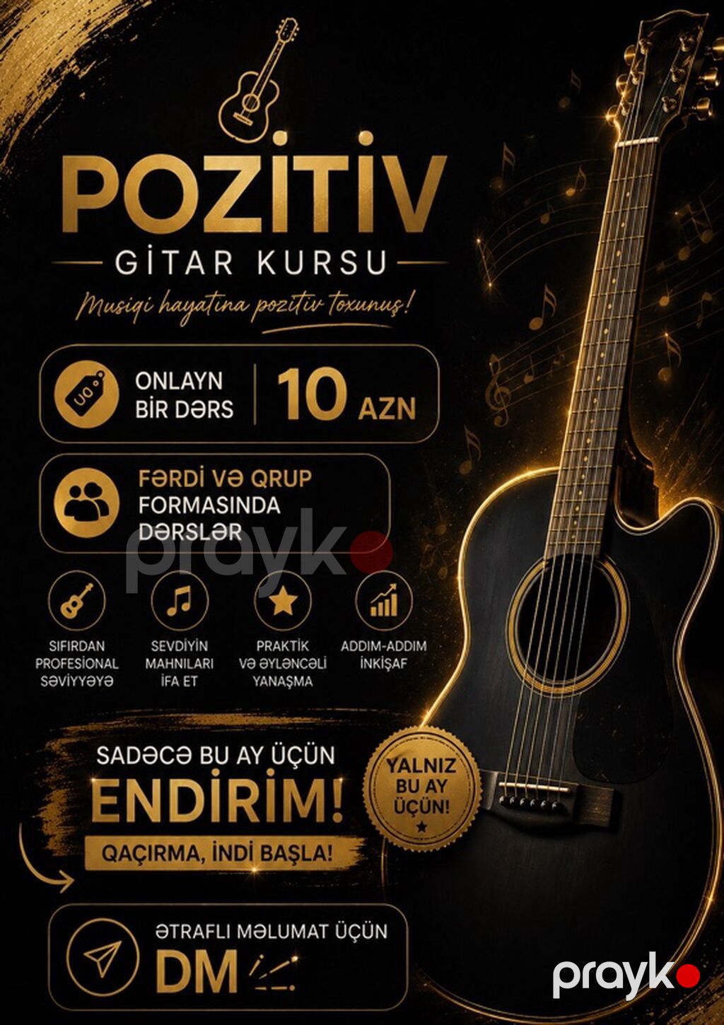 Pozitiv Gitar Kursu – Musiqi həyatına pozitiv toxunuş Online yoxlama — Digərləri, Bakı