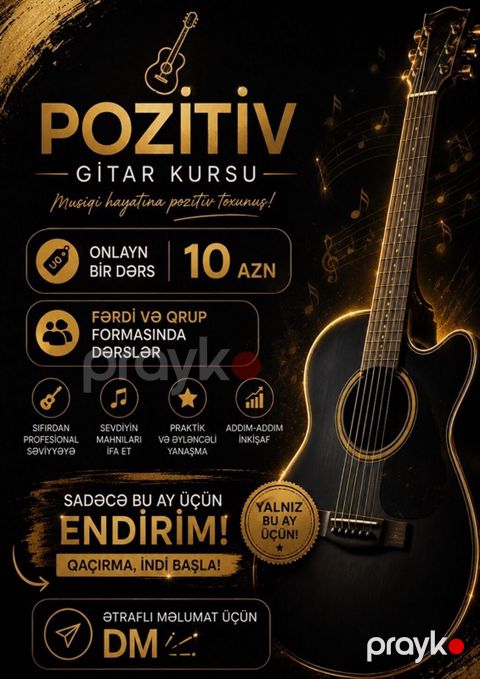 Pozitiv Gitar Kursu – Musiqi həyatına pozitiv toxunuş Online yoxlama — Bakı