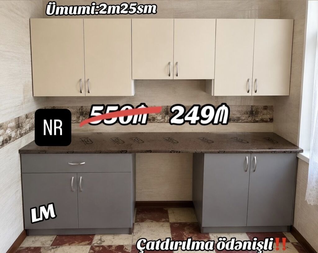 *Mətbəx mebellərinin sifarişlə hazırlanması Ölçü 2metr25sm — Mətbəx mobilyası, Sumqayıt