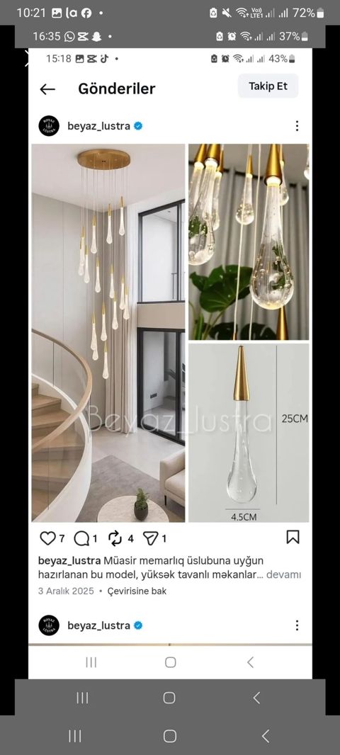 Çılçıraq, 10 və daha çox lampa, Metal — Bakı