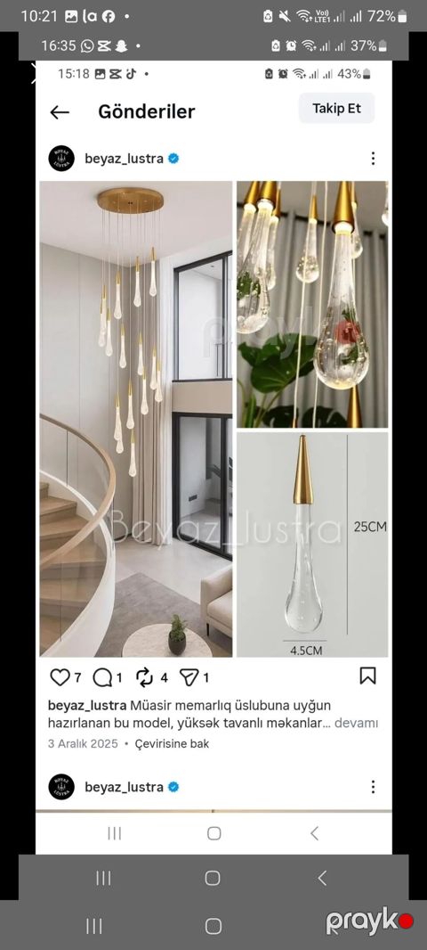 Çılçıraq, 10 və daha çox lampa, Metal — Bakı