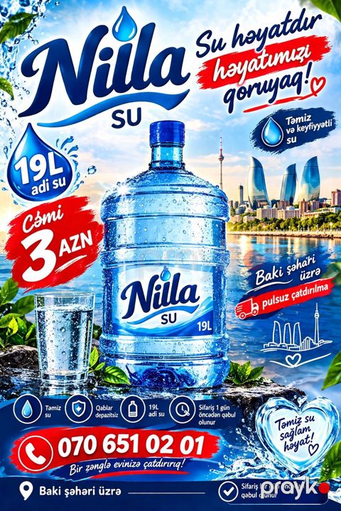 Nilla Su – 19 litrlik adi içməli su - Təmiz və keyfiyyətli su - 19L — Xırdalan
