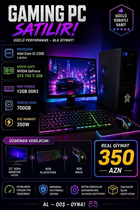 Gaming PC – Güclü performans, əla qiymət Texniki xüsusiyyətlər — Digah