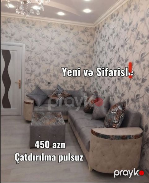 Künc divan dəsti – yeni və sifarişlə. - Rəng: boz tonlarda, qollarda — Bakı