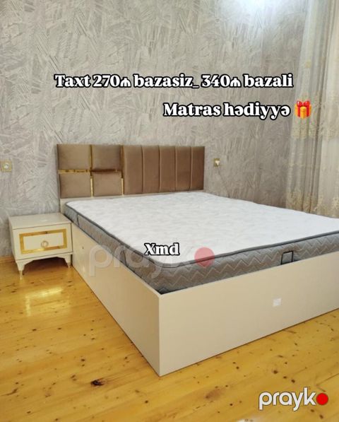 Məhsul: Yataq dəsti – bazalı/bazasız seçimlə - Taxtın ölçüsü: təxmini — Bakı