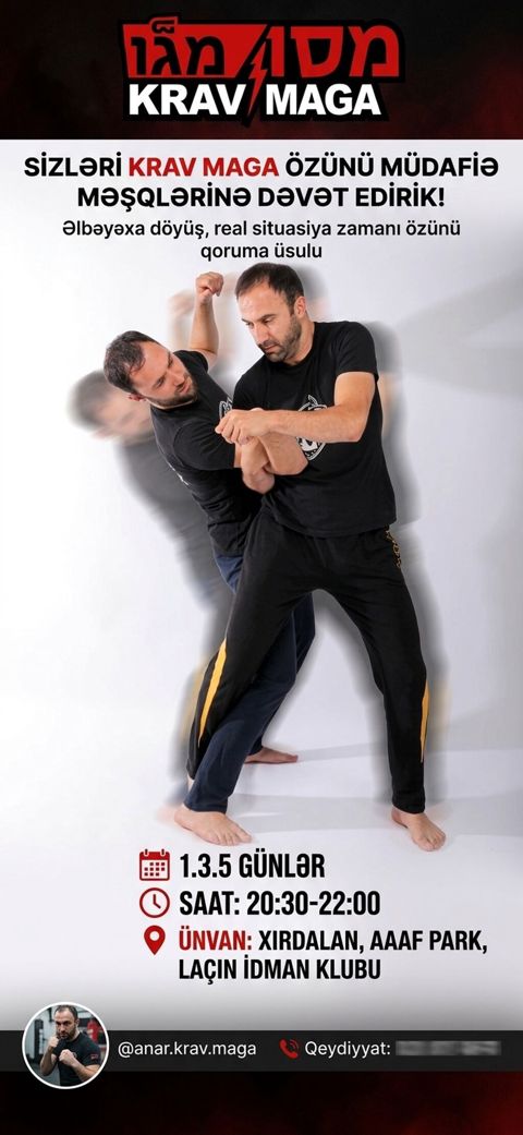 Krav Maga özünü müdafiə məşqləri Məqsəd: əlbəyaxa döyüş və real — Xırdalan
