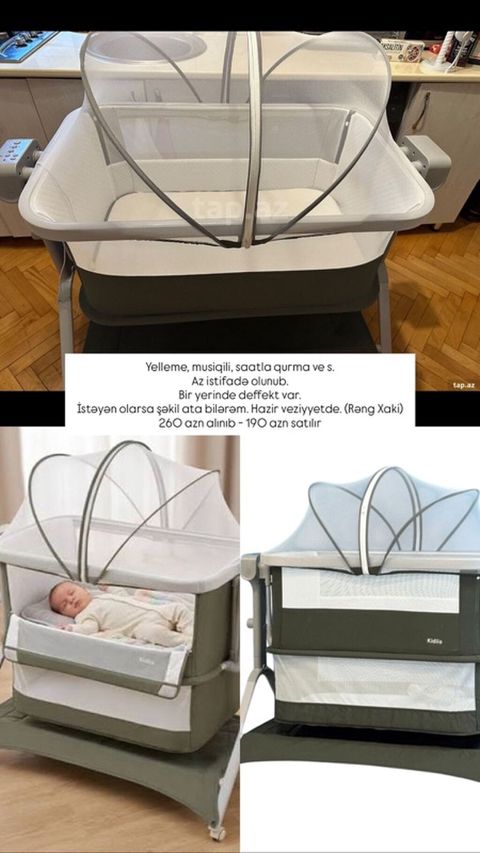 Kiddie beşik/koliklə beşik – rəng: xaki. Xüsusiyyətlər: - Yelləmə — Bakı