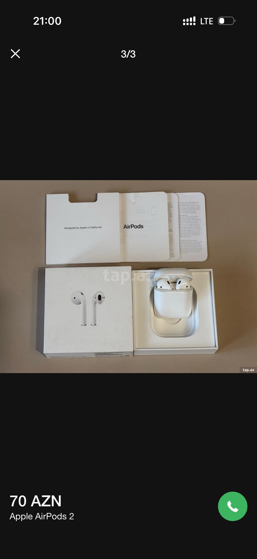 Apple AirPods 2 Original. Əla vəziyyətdədir. Bütün funksiyaları — Qulaqcıqlar, Bakı (3)