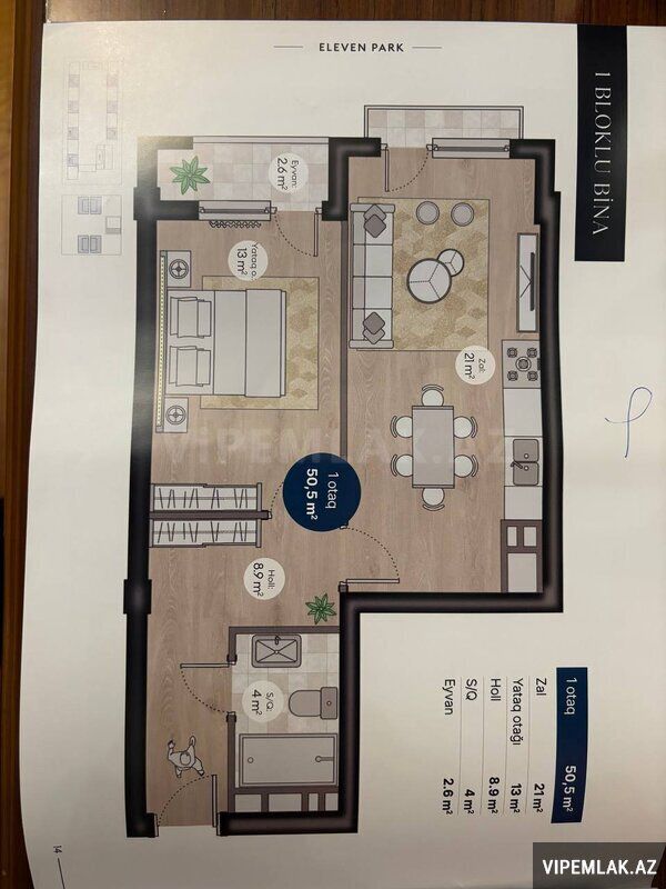 Nəsimi rayonunda 2 otaqlı Yeni tikili Satılır, 50 m² — Mənzil, Bakı (2)
