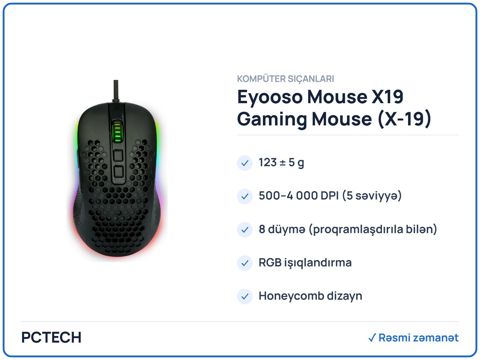 Eyooso Mouse X19 Gaming Mouse (X-19) — Bakı