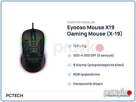 Eyooso Mouse X19 Gaming Mouse (X-19) — Bakı