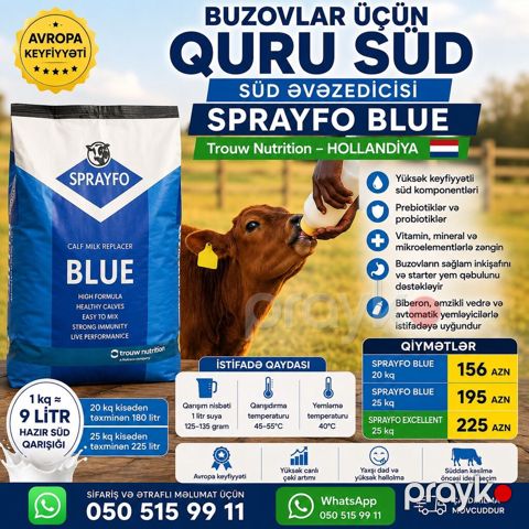 Buzovlar üçün quru süd – Sprayfo Blue 20 kq – 156 AZN Sprayfo — Bakı