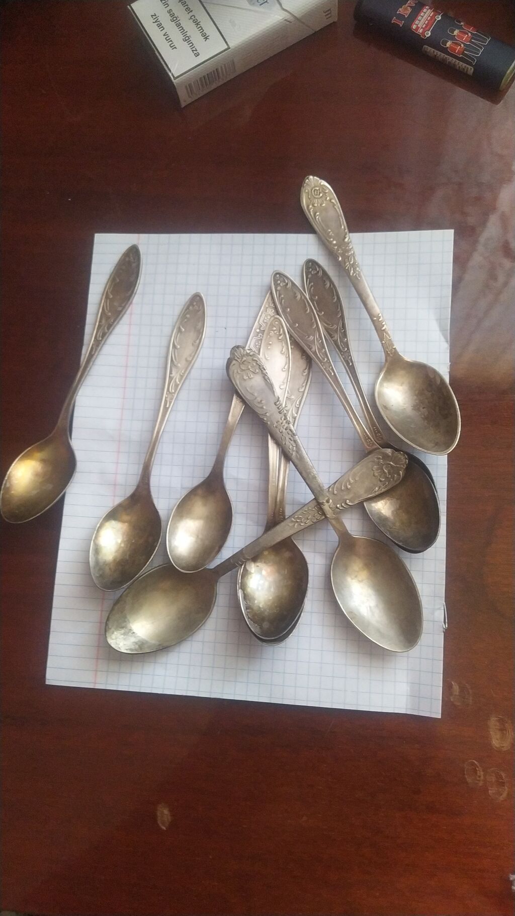 Məhsul: Kiçik metal çay qaşıqları dəsti Melchior qədim qaşıqlar — Qaşıq, çəngəl, bıçaq, Digah (5)