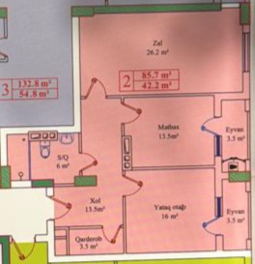 Satılır 2 otaqlı yeni tikili 85.7 m² — Mənzil, Bakı (2)