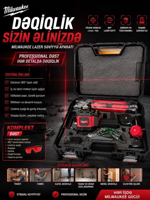 Milwaukee 360° Lazer Səviyyə aparatı — Bakı