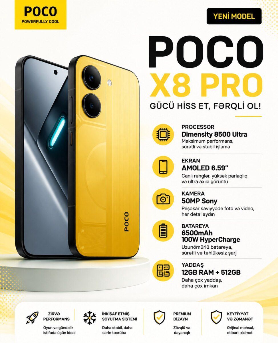 Xiaomi Poco X8 Pro White 512GB/12GB — Smartfonlar, Bakı