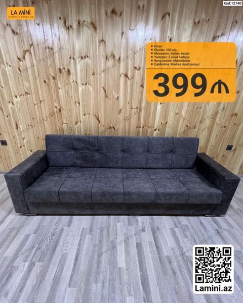 Divan - Ölçü: 250 sm - Mexanizm: Açılan, bazalı - Yastıqlar: 2 ədəd — Bakı