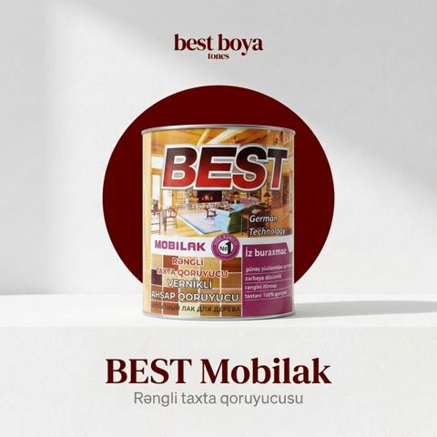 Best Mobilak Rəngli Taxta Qoruyucu Vernik 1L / 2.5L / 15L — Bakı