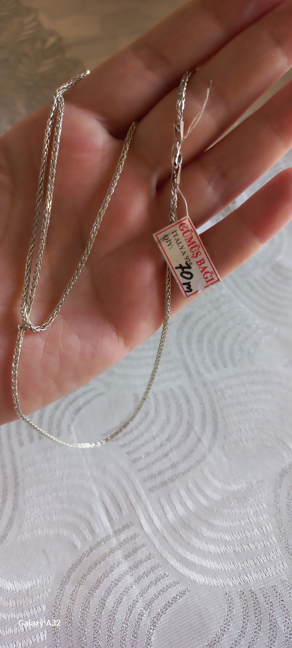 Məhsul: Gümüş zəncir - Material: 925 ayar gümüş (etiket üzərində — Qolye və zəncir, Bakı (3)