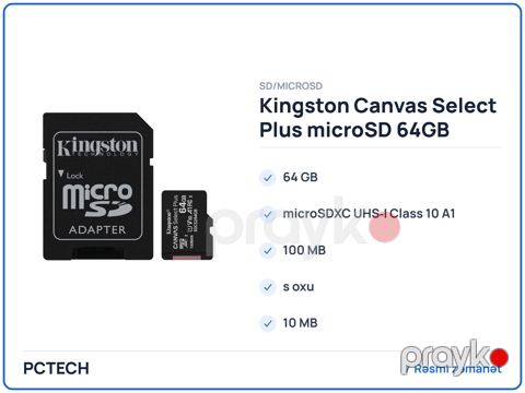 Kingston Canvas Select Plus microSD 64GB (SDCS2/64GB) — Bakı