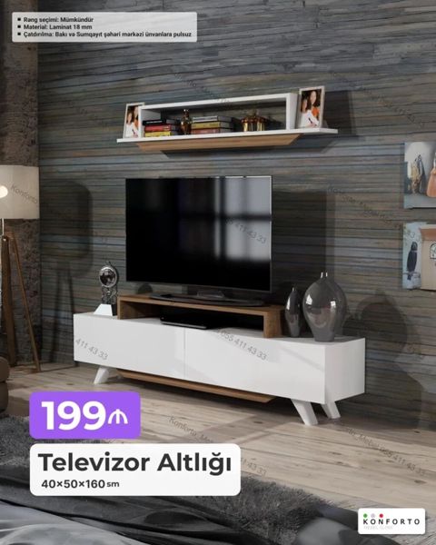 Televizor altlığı və üst rəf dəsti - Ölçü: 40×50×160 sm - Material — Bakı