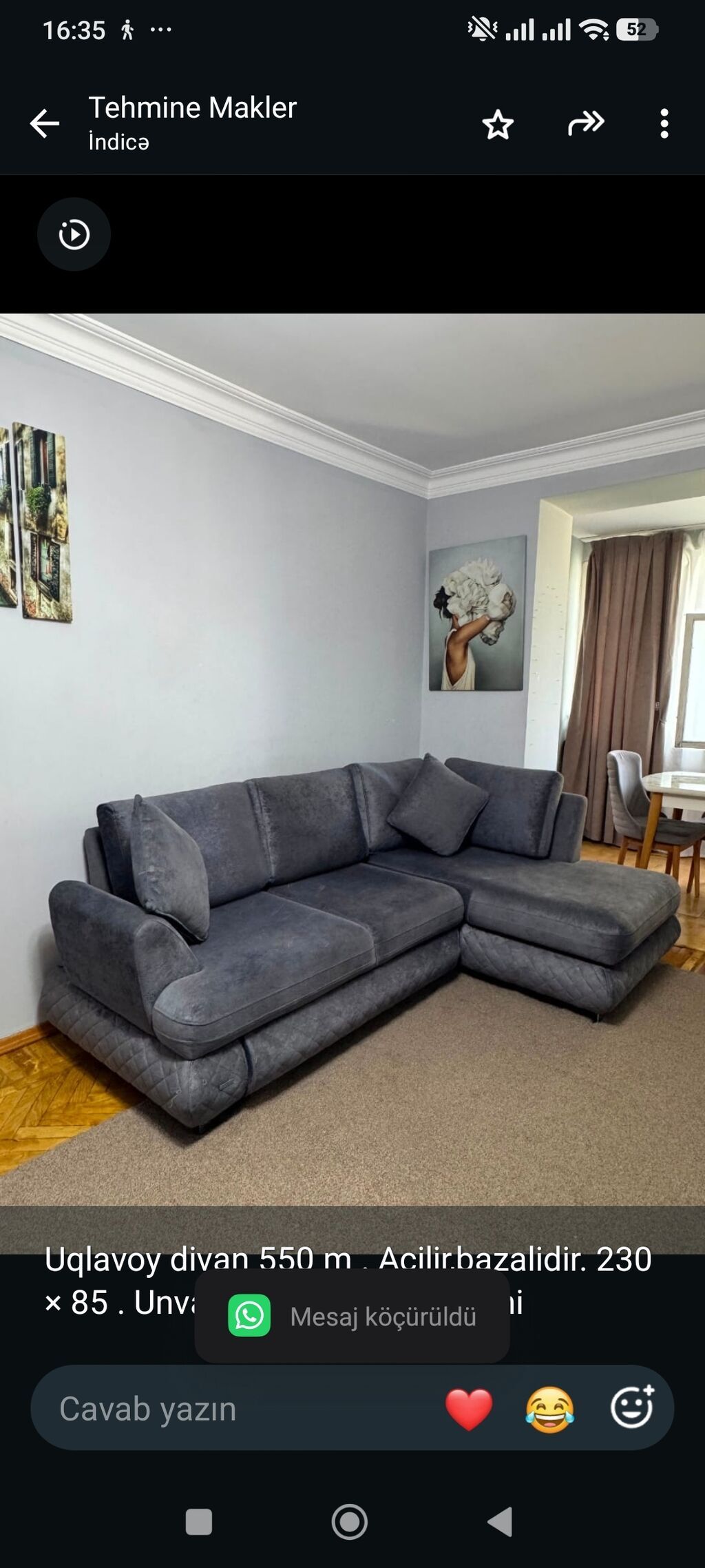 Uqlavoy divan 550 m Acilir,bazalidir. 230 85 Unvan — Divanlər, Bakı