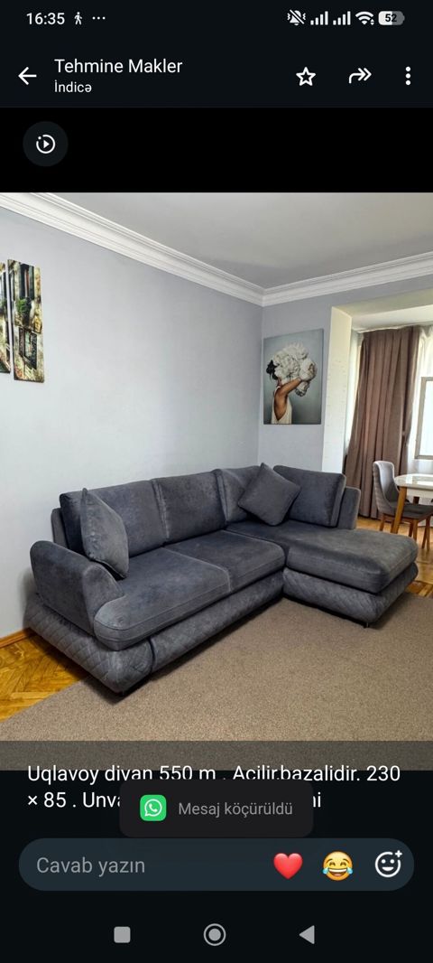 Uqlavoy divan 550 m Acilir,bazalidir. 230 85 Unvan — Bakı