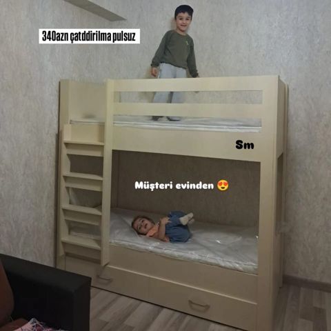 İki mərtəbəli uşaq çarpayısı - Material: ağac əsaslı lövhə (Mdf/ldsp
