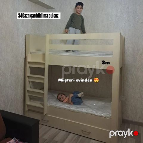 İki mərtəbəli uşaq çarpayısı - Material: ağac əsaslı lövhə (Mdf/ldsp — Digah