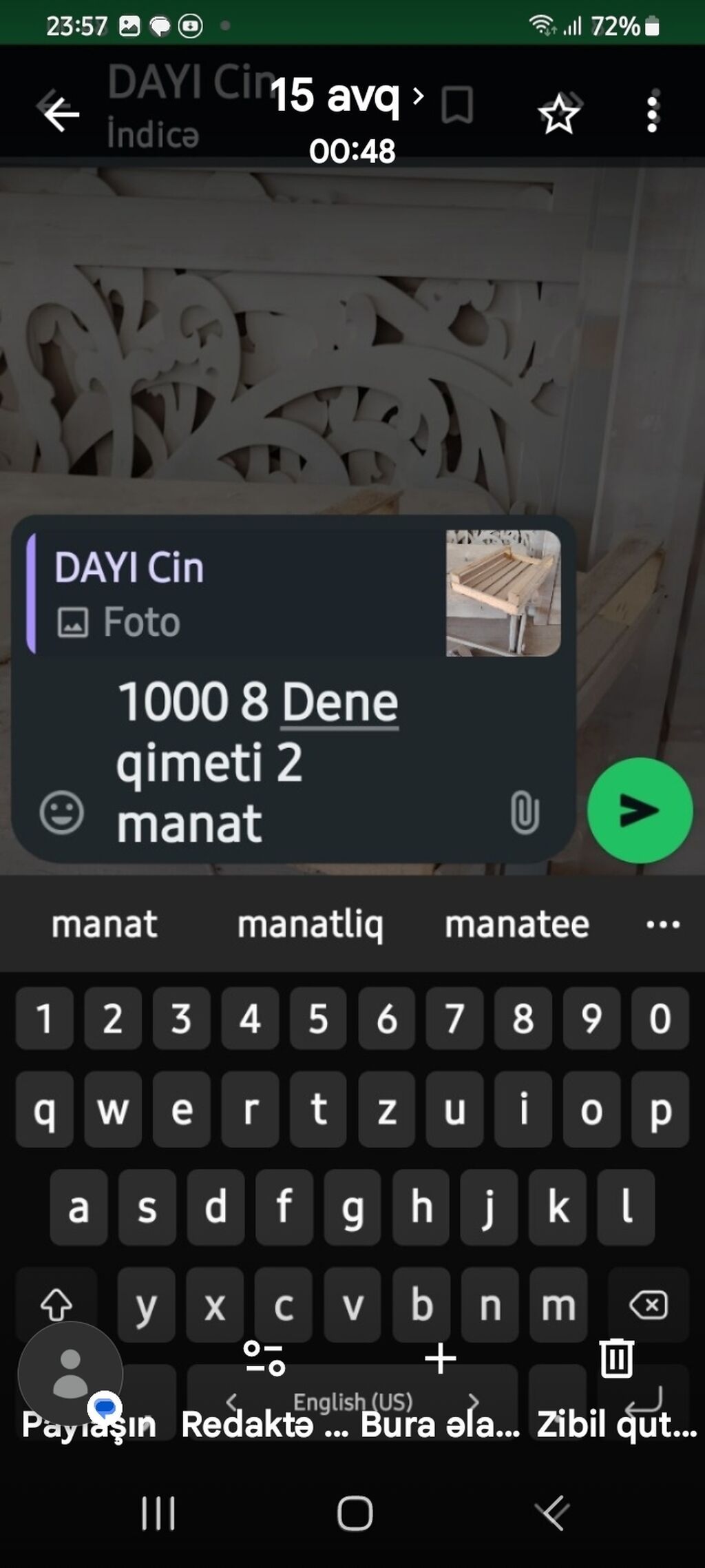 Taxta latalar – 1000 ədəd - Material: emal olunmuş taxta - Forma — Təkər idarəetməsi, Bakı