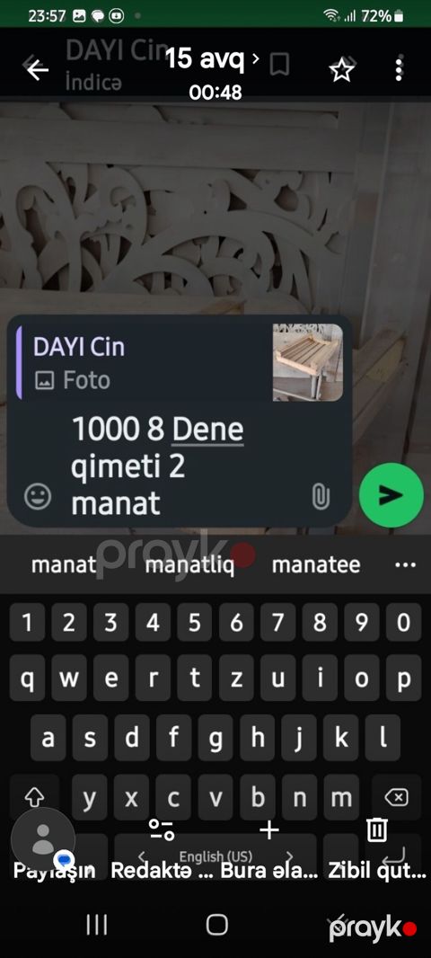 Taxta latalar – 1000 ədəd - Material: emal olunmuş taxta - Forma