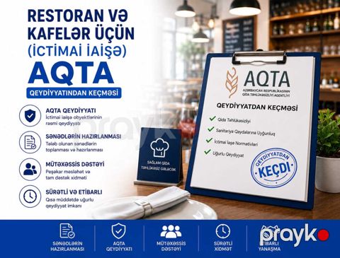 Restoran və kafelər üçün (içtimai iaşə) Aqta qeydiyyatdan keçməsi — Bakı
