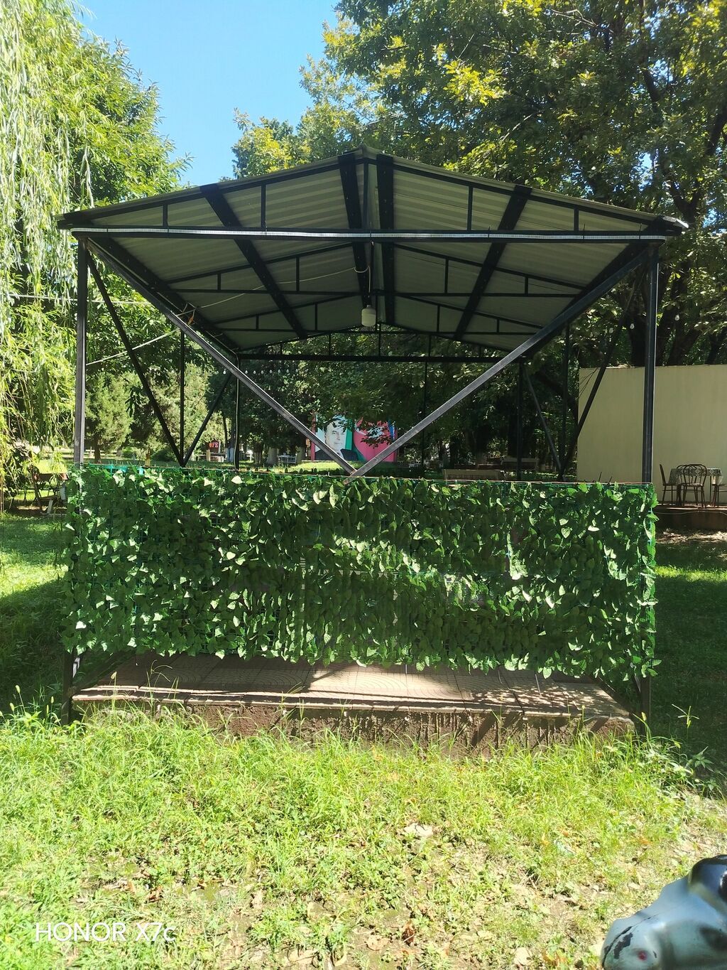 Metal karkaslı açıq hava kölgəlik/pavilon - Ölçü: təxminən 4×6 m — Dam örtükləri, Zaqatala (3)