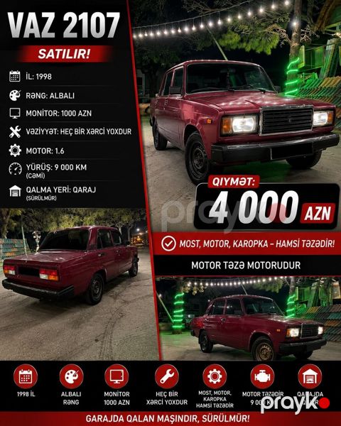 VAZ (Lada) 2107: 1.6 l 1998 il 9000 km — Bakı