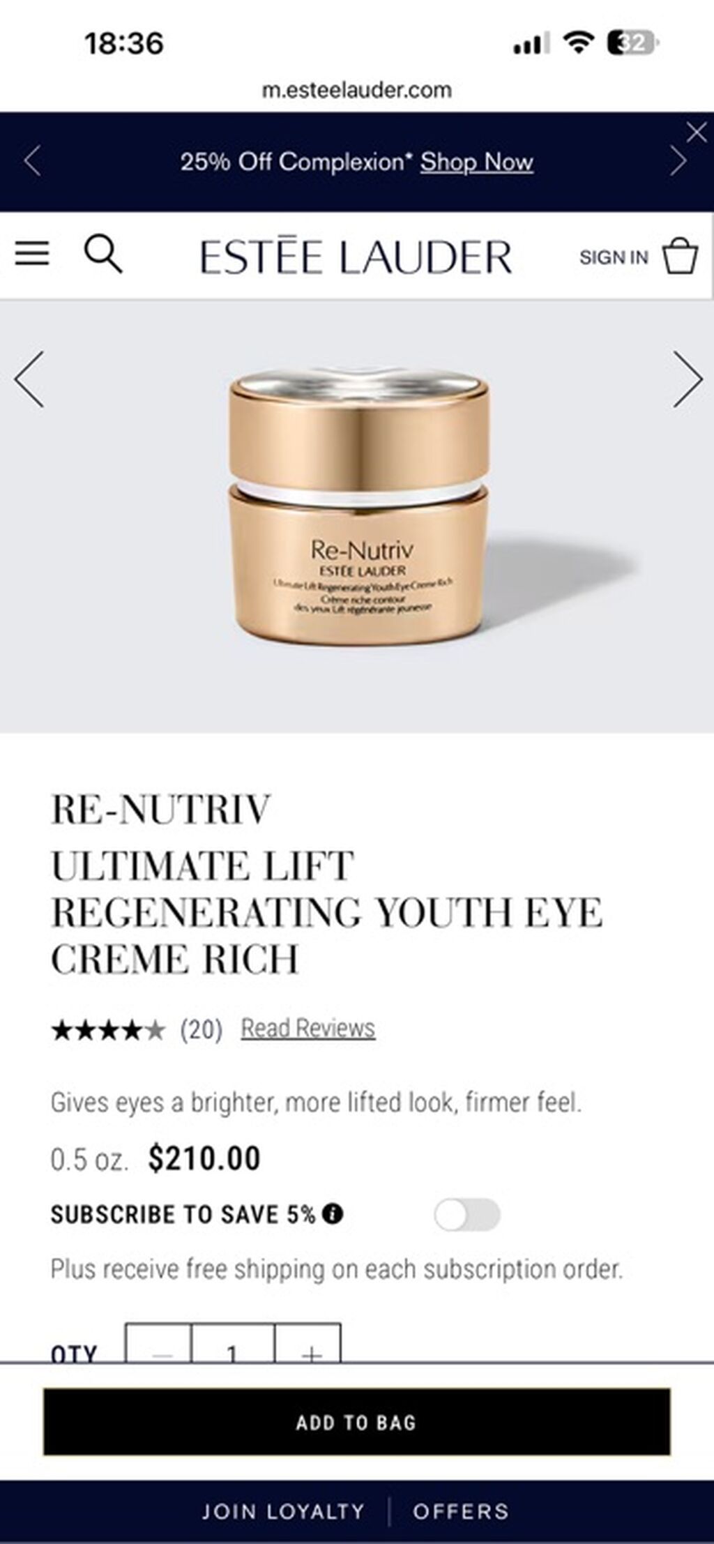 Estée Lauder göz ətrafı kremi. Bir az istifadə olunub — Şəxsi əşyalar, Bakı (2)