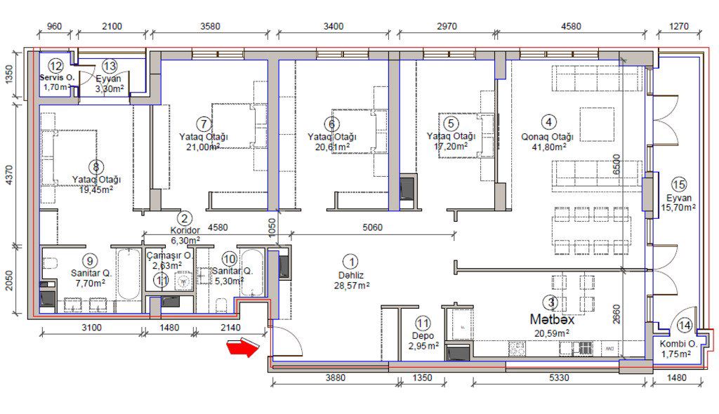 Satılır 5 otaqlı yeni tikili 245 m² — Mənzil, Bakı (3)
