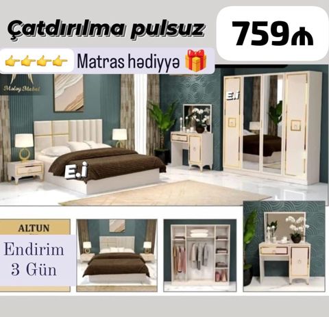 Yataq otağı dəsti – “Altun” modeli Komplekt: - 160×200 çarpayı — Mehdiabad