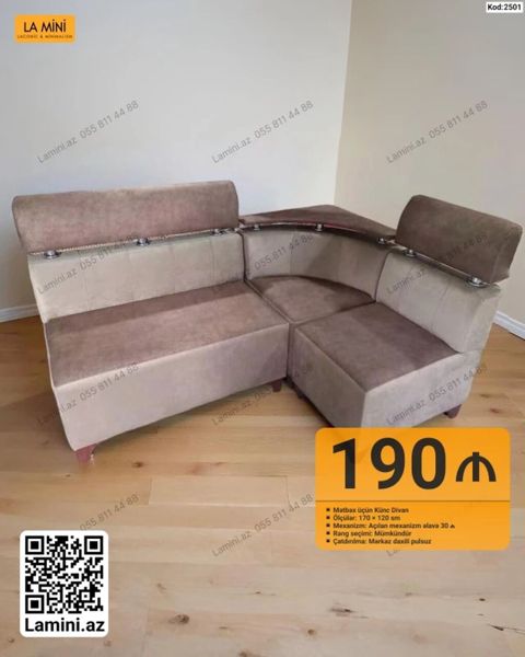 Mətbəx üçün künc divan - Model kodu: 2501 - Ölçü: 170 120 sm — Bakı