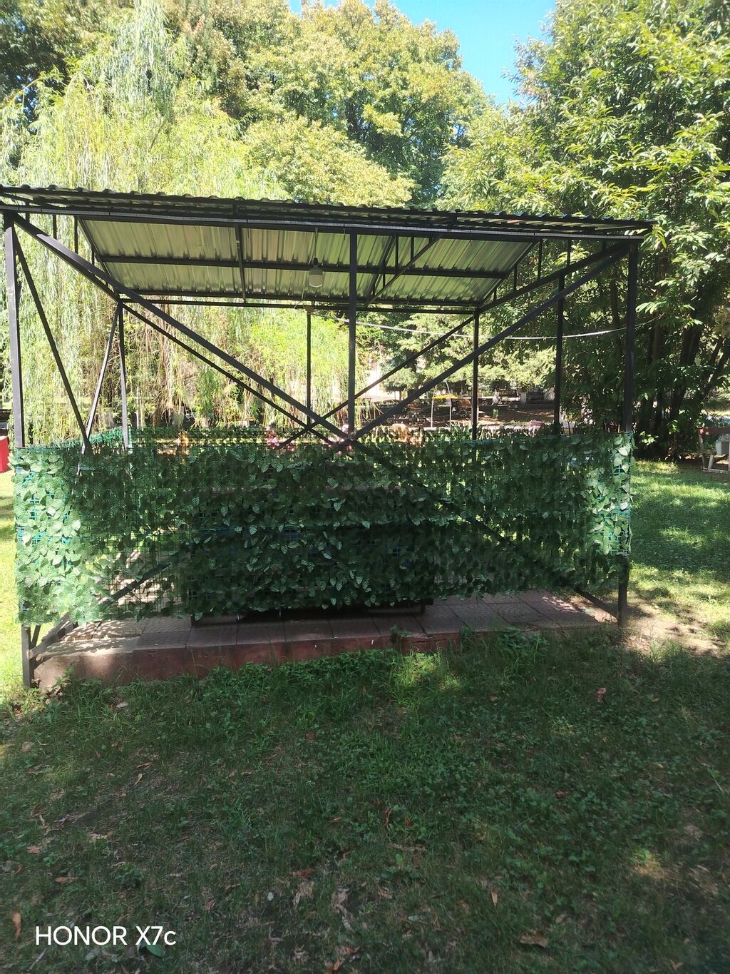 Metal karkaslı açıq hava kölgəlik/pavilon - Ölçü: təxminən 4×6 m — Dam örtükləri, Zaqatala (2)