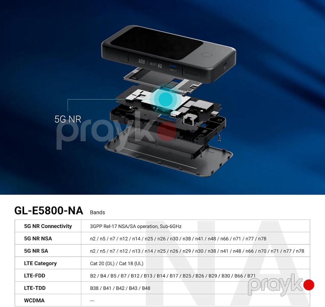 GL.iNet Mudi 7 (GL-E5800) 5G Tri-Band Wi-Fi 7 Mobil VPN Router (eSIM dəstəyi ilə) — Şəbəkə və server avadanlığı, Bakı (8)