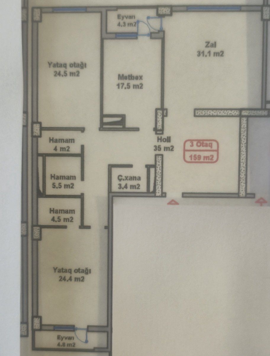 Satılır 3 otaqlı yeni tikili 159 m² — Mənzil, Bakı (2)