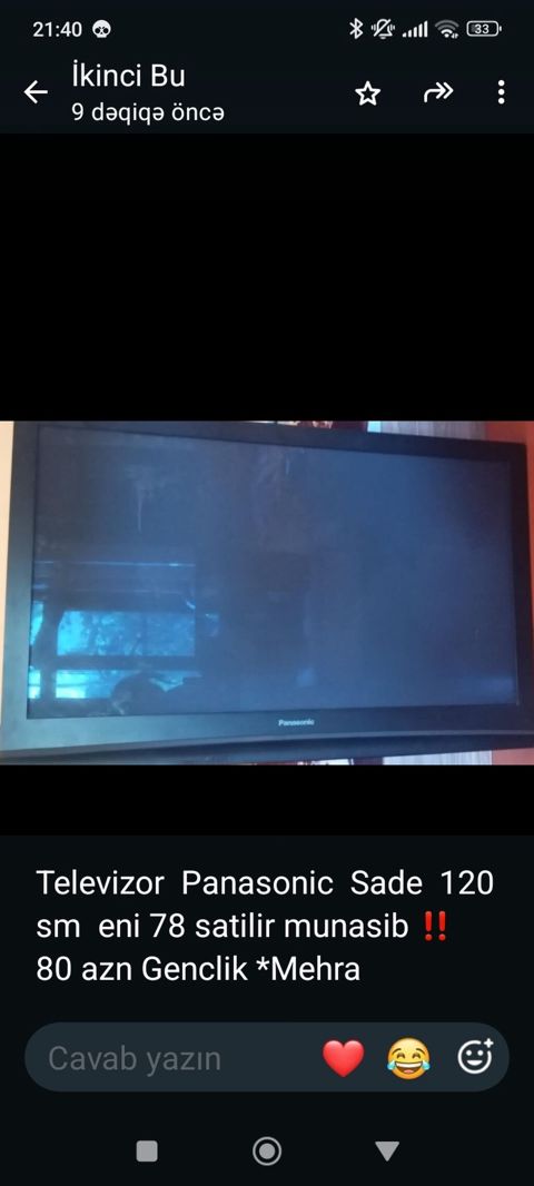 Panasonic televizor - Ekran diaqonalı: 120 sm - Eni: 78 sm - Model — Bakı