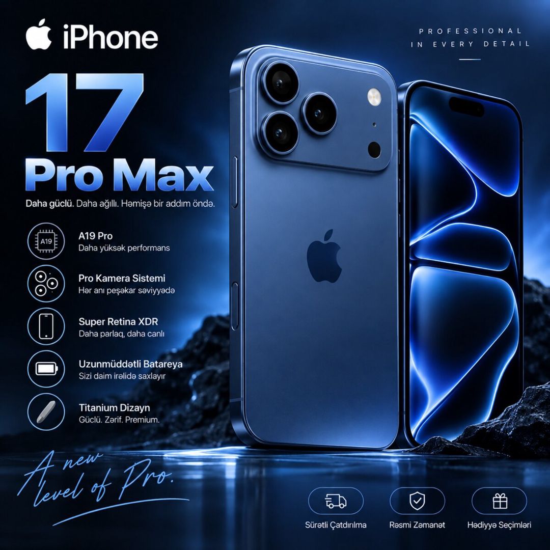Apple iPhone 17 Pro Max Deep Blue 256GB/12GB — Smartfonlar, Bakı