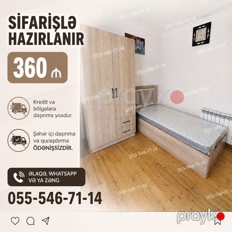 Sifarişlə hazırlanan yataq otağı mebel dəsti Tərkibi: - Tək nəfərlik — Bakı